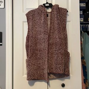 Burgundy Sherpa vest